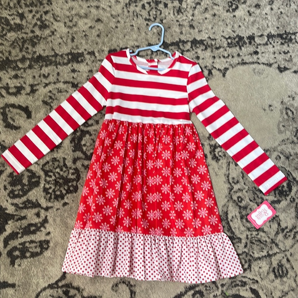 Ric Rac Ruffles red stripe and flower dress - NEW with tags, size 7